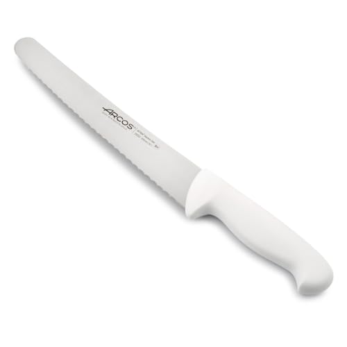 Arcos Konditormesser aus Nitrum-Edelstahl mit 250 mm Klinge - Ergonomischer Griff aus Polypropylen, Ideal zum Schneiden und Portionieren von Tortenböden - Weiß, Serie 2900