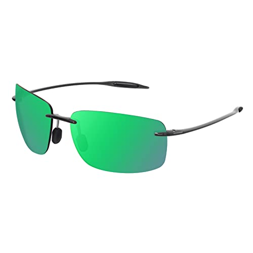 JULI Sports Polarized Sunglasses Tr90 Rimless Green Revo