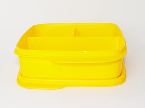 NEW TUPPERWARE Lunchbox Clevere Pause 1x 550ml Gelb mit 3-Fach Einteilung + Kugelschreiber metallicgrün