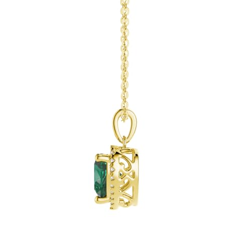 MSBLUE® 1 CT. Emerald Infinity Heart Pendant with Diamonds | 14K Yellow Gold Vermeil May Birthstone Necklace for Women | Perfect For Gift & Anniversary2