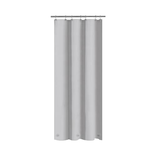 Image of Barossa Design Silver Gray Stall Shower Curtain Liner with 3 Magnets - 36 inch x 72 inch Waterproof PEVA Plastic Narrow Shower Liner Lightweight for Small Bathroom, Metal Grommets - Gray Silver