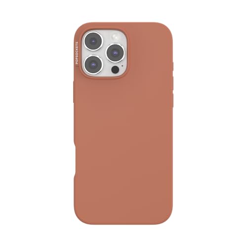 Image of POPSOCKETS Polycarbonate iPhone 16 Pro Max Protective Case Compatible with Magsafe, Phone Case for iPhone 16 Pro Max, Wireless Charging Compatible - Terracotta,Peach