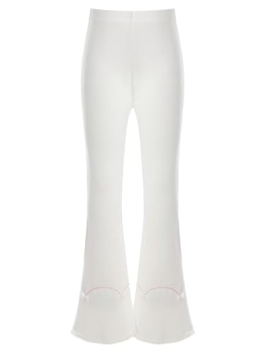 easyforever Kids Girls Flare Ribbed Leggings High Waisted School Trousers Casual Athletic Yoga Pants Bell Bottoms4