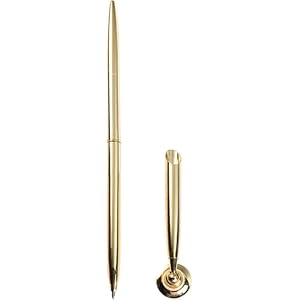 Gold Pen And Pen Stand Round Pen Holder Signing Set Metal Attached To Desk Base Stands For Wedding Office Pens Ballpoint Pens Set Metal Ballpoint Attached Base Desk(ZS491)