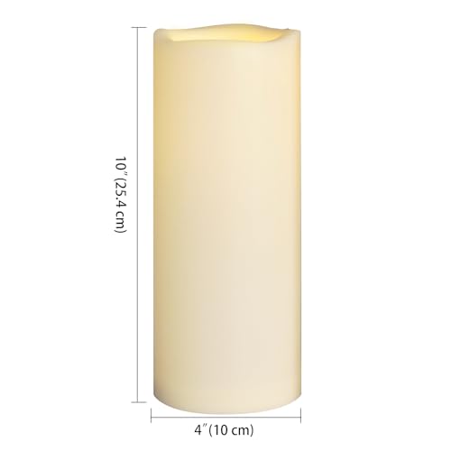 Image of CANDLE CHOICE Large Waterproof Outdoor Battery Operated Flameless Candle with Timer Realistic Flickering Plastic Electric LED Pillar for Lantern Garden Yard Halloween Christmas Decorations 4 inchx10 inch 2PCS