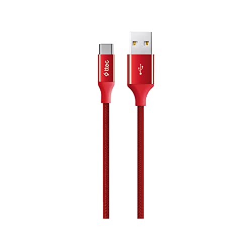 ttec USB-C a USB-A trenzado de datos y cable de carga 1,2 m 480Mbs rojo