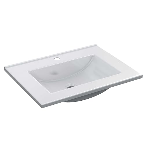 ARKITMOBEL Lavabo PMMA Color Blanco, Pila Lavamanos Rectangular, Baño, Medidas 61,5 cm (Ancho) x 13 cm (Alto) x 46 cm (Fondo)