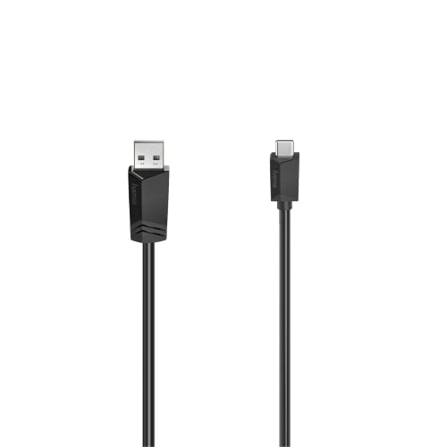 Hama USB-C Kabel 0,75 m - Ladekabel USB-A auf C, Datenübertragung 480 Mbit/s, für PC, Laptop, Tablet, Handy, Game Controller - Schlankes Steckergehäuse, Schwarz