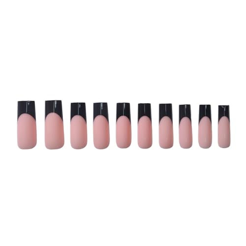 YUPEIUKLI 360x/Box Prensa Francesa en uñas uñas postizas largas Punta Negra Francesa Uñas postizas Cubierta Completa Stick on Nails Uñas Artificiales