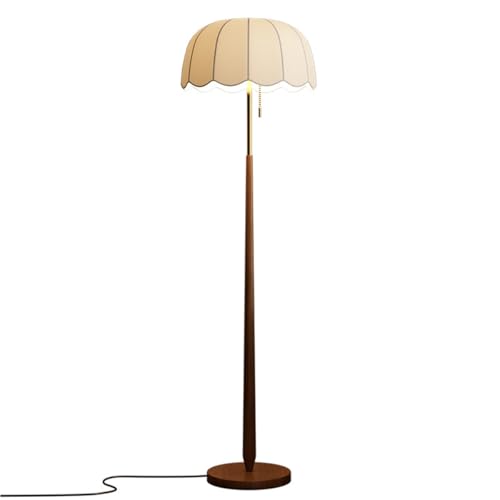 KlkrzJwy Lámpara de pie de Mediados de Siglo, lámpara de pie de Madera con Pantalla de Tela y Tambor, lámpara de pie de 59,8 Pulgadas de Alto con Interruptor pie, lámpara pie Alta Retro para Oficina