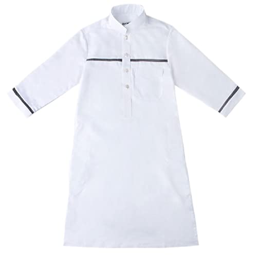 BINGHONG3 Robes musulmanes à manches longues pour garçons - Chemise Dubaï - Robe caftan Thobe - Robe droite - Style de course - Pour homme - Robe longue abaya - Fête islamique Cover