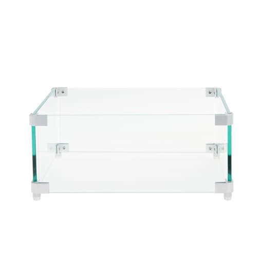 Fire Pit Wind Guard, 15x 15x 6Inch Glass Wind Guard, Squarer Glass Shield, 0.3" Thick Fire Table, Clear Tempered Glass Flame Guard, Fire Pit Glass Wind Guard