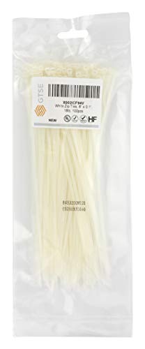 GTSE 8” White/Clear Zip Ties, 100 Pack, 18lb Strength, UV Resistant Strong Nylon Cable Ties, Self-Locking 8 Inch Tie Wraps Kansas 