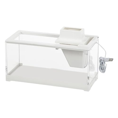 Lesunbak Pecera de Escritorio,Acuario de Escritorio - Acuario de Escritorio silencioso Transparente con Bomba de Agua,Acuario pequeño Iluminado a Prueba de Fugas de Gran Apertura para mesas,