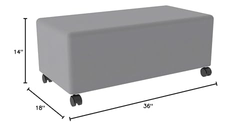 Image of Sprogs 12 inch H Structured Rectangle Stool -Flexible Modular Collaborative Soft Seating for Office, Home, Lounge and School Classrooms with Durable Frame & Set of 2 inch Casters Add-on -Blue