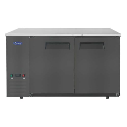 Atosa Commercial Black Steel Shallow Depth Back Bar Cooler with Solid Doors