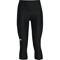 Under Armour Women's Heatgear Armour High No-slip Waistband Pocketed Capri, Black (001 White, X-Small US
