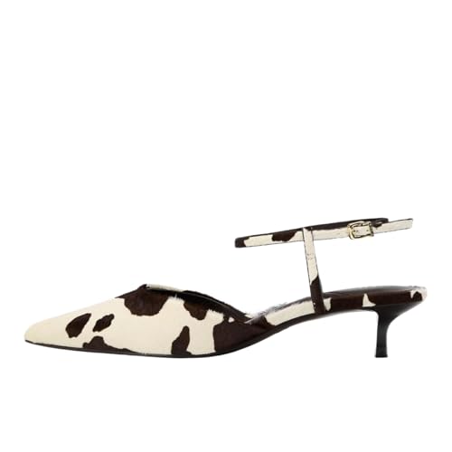 keleimusi Suede Kitten Heels for Women Pointy Toe Ankle Strap Heeled Sandals Backless Slip On Fashion Slingback Pumps Wedding Dress Party Shoe