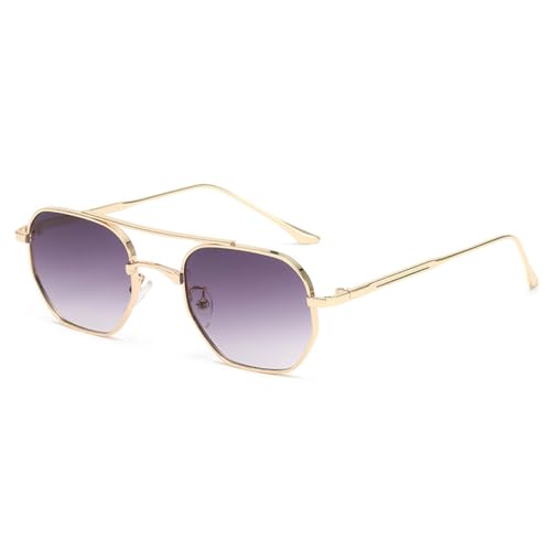 Lunettes de soleil de conduite vintage double pont monture métal noir et gris clair UV400