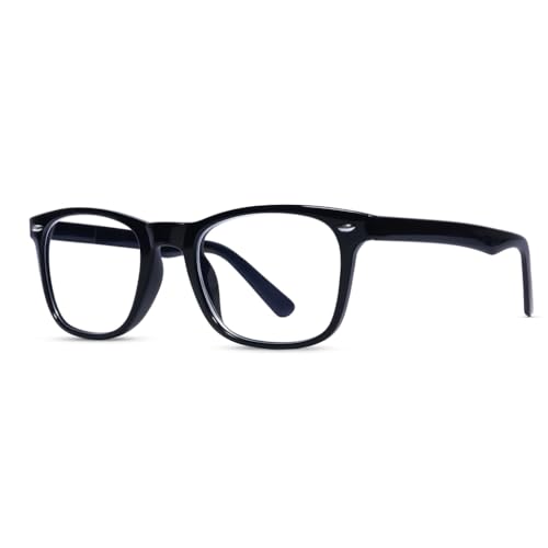 RAYBLOC UV Protection Glasses Blue Cut Blocking Harmful Rays Glasses for Men & Women Zero Power Computer Specs Eye Protection Lightweight Frame with Case & Cleaning Cloth Square