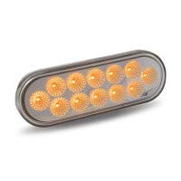DUAL REVOLUTION RED STOP, TURN & TAIL TO AMBER STROBE LED OVAL LIGHT