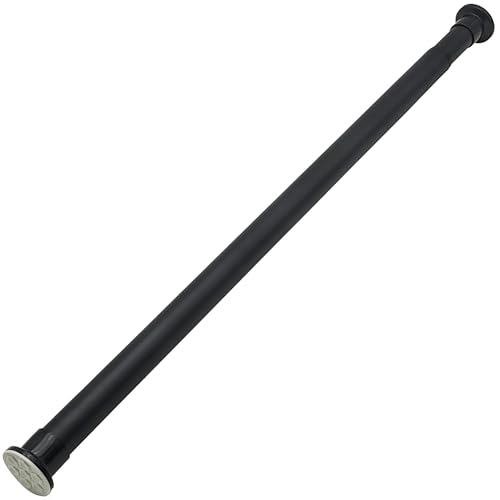 Adjustable 29-inch to 47-inch Steel Curtain Rod for Shower, Doorway, Window - Plastic Heads, Black Color - Easy Installation without Drilling - SciencePurchase