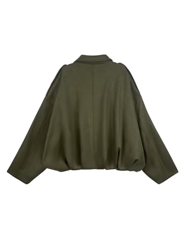 Womens Bomber Jacket Faux Suede Casual Cropped Pilot Coat Lapel Collar Causal Oversized Trendy Outwear2