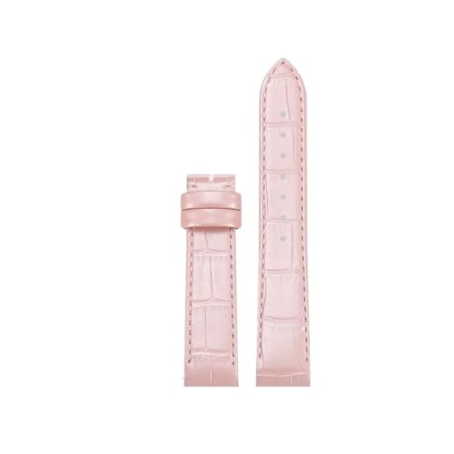 Bracelet montre cuir de vache rose 15.5mm compatible Cartier Dumont