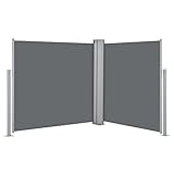 vidaXL Seitenmarkise Ausziehbar Sichtschutz Sonnenschutz Windschutz Seitenrollo Seitenwandmarkise Markise Terrasse Balkon Garten Anthrazit 120x600cm