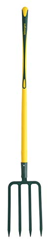 Leborgne, Fourche à Bêcher, 4 dents, Manche Tri-Matière, Tête Acier Forgé et Trempé, Idéal pour les sols lourds et caillouteux, Manche de 100 cm, Acier forgé et trempé/Fibres de verre