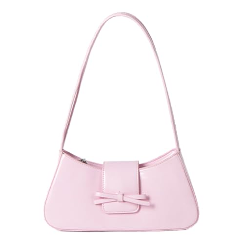 KAMEILONG Trendy Red Shoulder Bag for Women Patent Leather Hobo Handbags Y2K Purses Clutch Bag Cute Bow Purse (Pink)