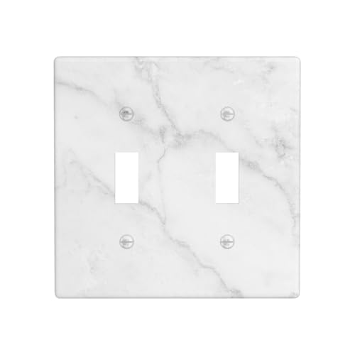 Faux White Marble Double Light Switch Cover Plate, 2-Gang Toggle