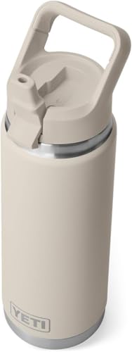 YETI Rambler Trinkflasche 26 oz (769 ml) Cape Taupe – Edelstahl Trinkflasche mit Strohhalmdeckel, isolierte Wasserflasche, Thermosflasche
