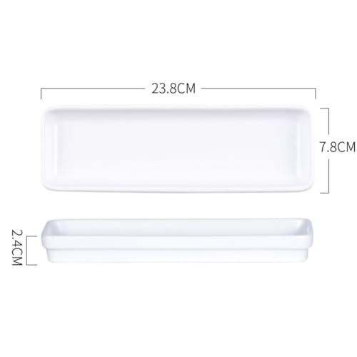 Plato largo cerámico para sushi blanco miniatura 7