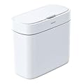 JOYBOS Bathroom Automatic Trash Can with Lid 3 Gallon Slim Plastic Narrow Motion Sensor Garbage Can for Bathroom, Bedroom, Kitchen, Office White