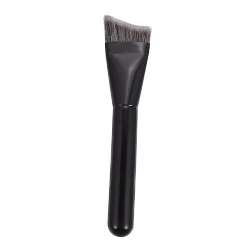 BESTYASH 1 PC Bright Black Wooden Handle Foundation Brush Advanced Makeup Tool for Professionals Beginners for Contouring Highlighting Comfortable Grip Durable Finish