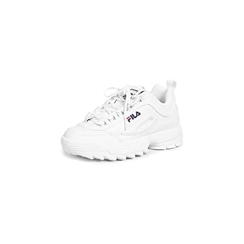 Fila Women's Disruptor II Premium Comfortable Sneakers, White/Navy/Red, 10.5 Cover