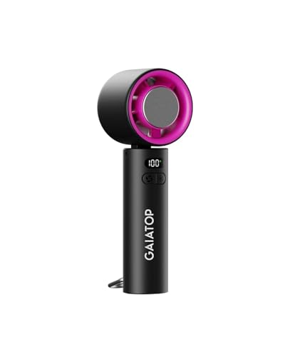 Image of Gaiatop Powerful Portable Handheld Fan, 5 Speed Strong Wind Personal Small Desk Fan Rechargeable with Lce Compress for Quick Cooling for Travel Indoor Outdoor Use (Black)
