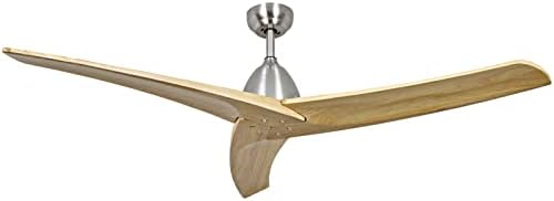 TFVV 60" Wood Ceiling Fan with No Light, 3 Blades, Brushed Nickel Ceiling Fan with Remote Control, Low Profile,DC Motor,Outdoor Ceiling Fan for Patio Waterproof, Bedroom, Living Room and Gazebo