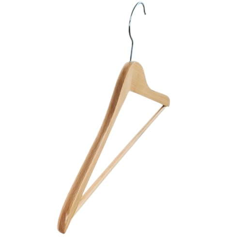 Hagspiel Kleiderbügel aus Holz, Kleiderbügel aus Buchenholz, Natur lackiert (Wasserlack), silberfarbiger drehbarer Metallhaken, Made in Austria (14 St. 39 cm mit Steg)