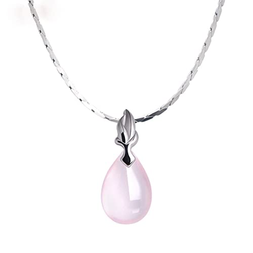 jiaquanwufeng-2022 Collares Damas Temperamento Elegante Collar Rosado Cristal Piedras Preciosas en Forma de Gota Colgante Elegante Collar de Lujo joyería Collares de Mujer (Chain Length : 45cm)