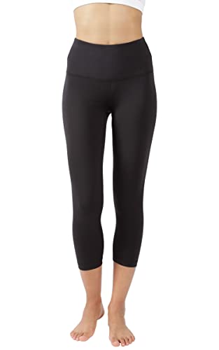 Yogalicious High Waist Ultra Soft Lightweight Capris - High Rise Yoga Pants - Black Lux - Medium #TOP1