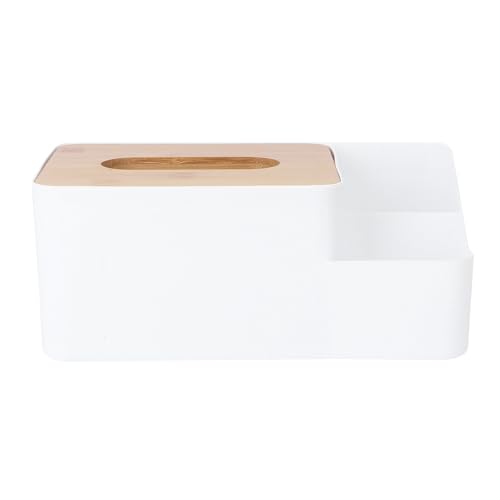 BAZEITFLOW Caja de Pañuelos con Tapa de Bambú Multifuncional para Almacenamiento Doméstico y Hotelero Organizador de Escritorio para Tissues y Pequeños Objetos Diseño Compacto y Práctico
