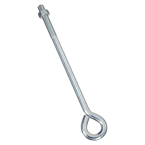 Image of National Hardware N347-708 2160BC Eye Bolt Zinc Plated Steel Wire Construction 5 /8 in x 14 in 560 lbs Safe Working Load for Home Industrial Applications Interior Exterior