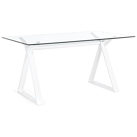 Escritorio moderno "Job" de cristal de 150 cm (blanco) Cover