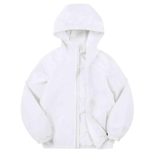 Image of SUNDAY ROSE Boys Windbreaker Jacket Hooded Lightweight Windroof Water-resistant Outdoor Coats for Kids