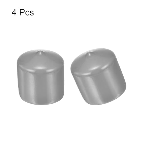 Image of uxcell 4pcs Rubber End Caps 35mm ID Vinyl Round End Cap Cover Screw Thread Protectors Light Gray, 30mm Height