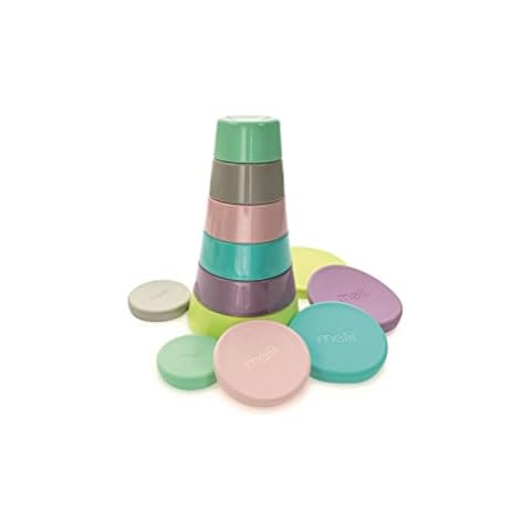 melii Nesting Food Storage Containers & Stacking Toy with Silicone Lids for Babies, Toddlers and Kids - 12 Pieces Cover