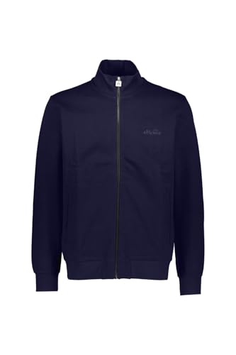 Ellesse Leonardo Full Zip Tracktop für Herren, 100 % Baumwolle, gesticktes Logo Ton in Ton, Reg, Casual Urban, blau, S