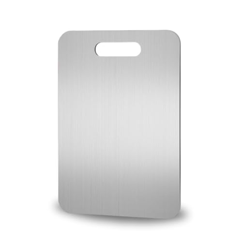 Titanium Cutting Board, Food-grade Stainless Steel, Durable Surface, Rustproof, Easy to Clean, Lightweight, Silver, 13.4 x 9 Inch